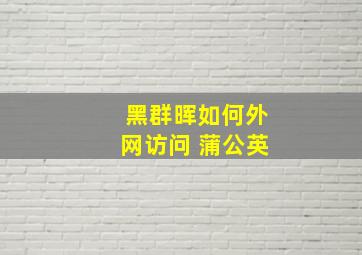 黑群晖如何外网访问 蒲公英